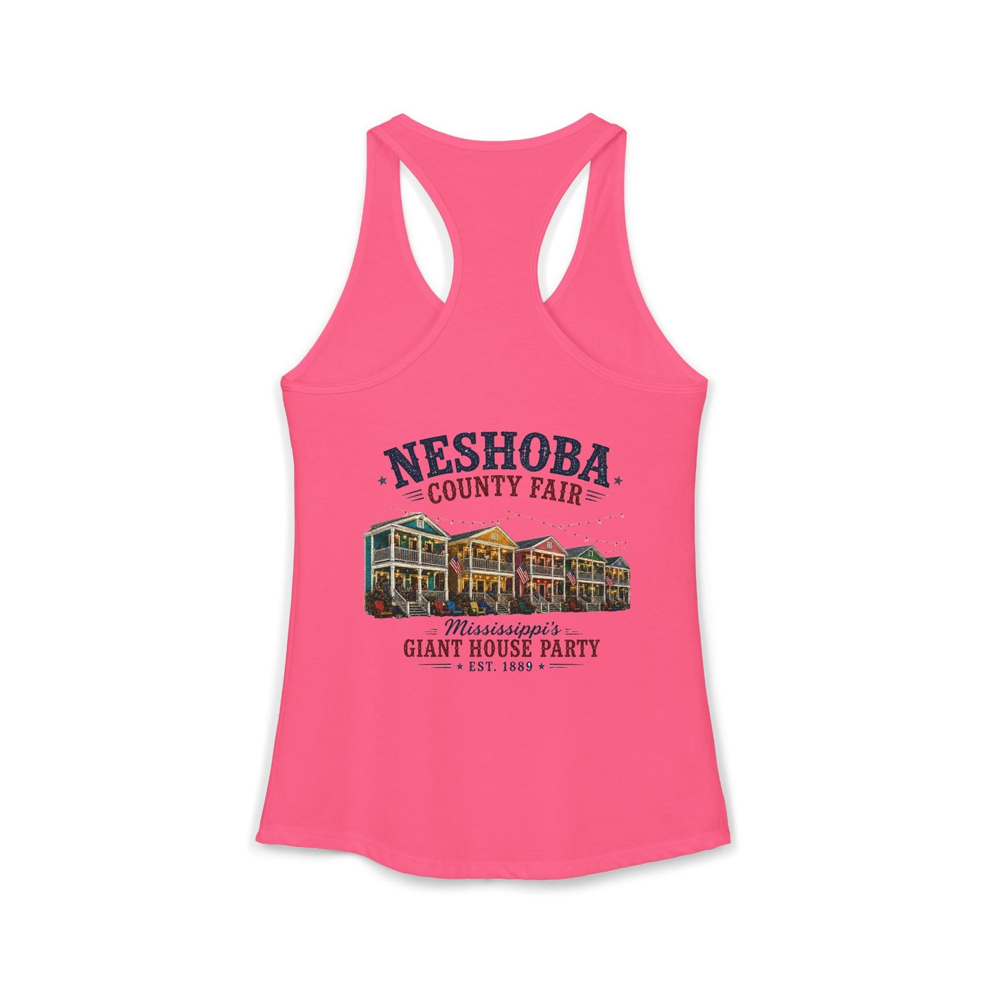 Neshoba County Fair Cabin House party Women's Ideal Racerback Tank