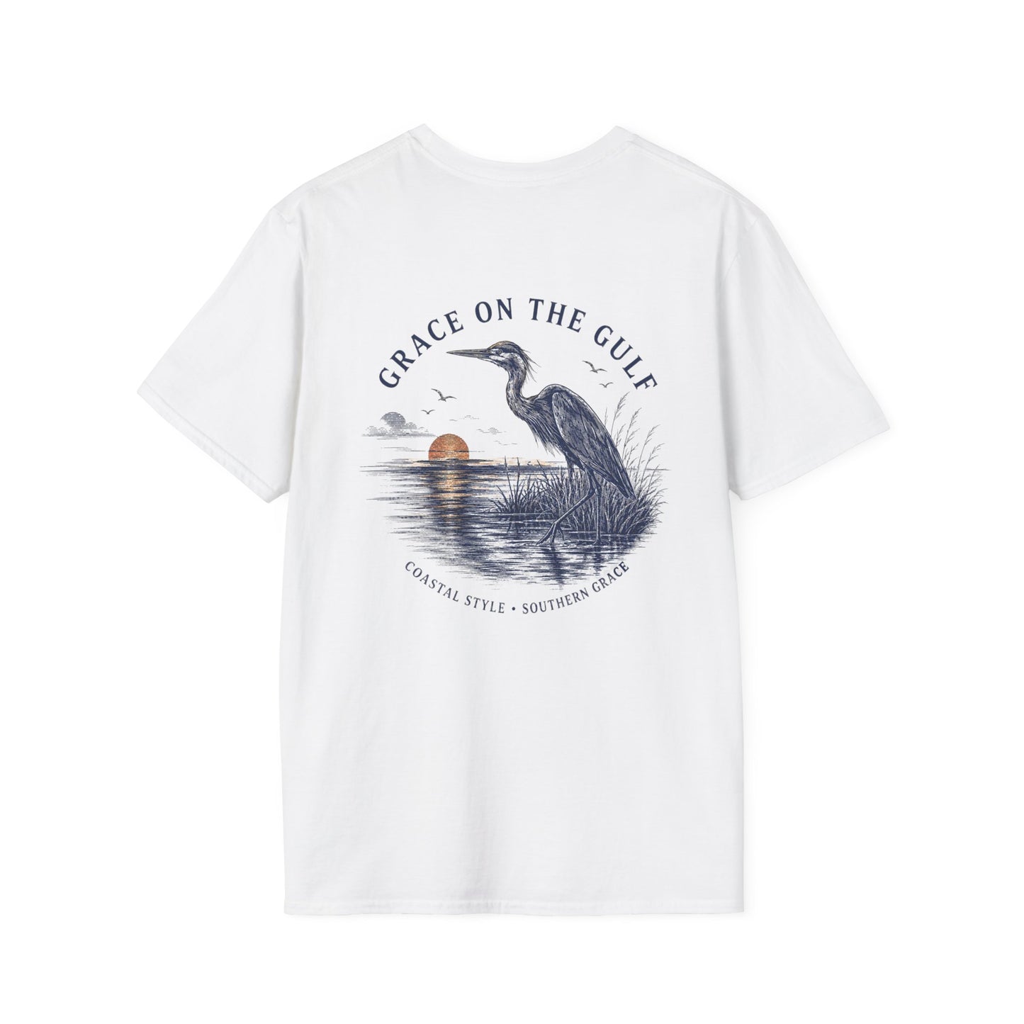 Sunset Crane Logo T‑Shirt — Casual Chest Print Graphic Tee