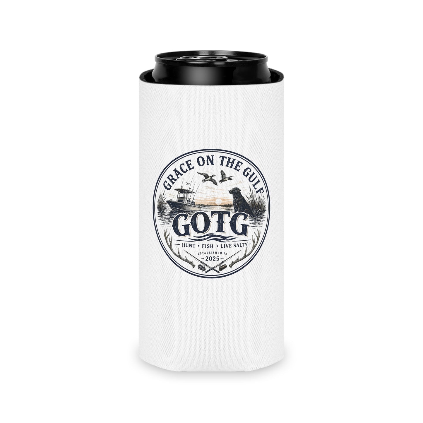 Can Cooler — "Grace on the Gulf" GOTG Fishing & Boating Beverage Koozie