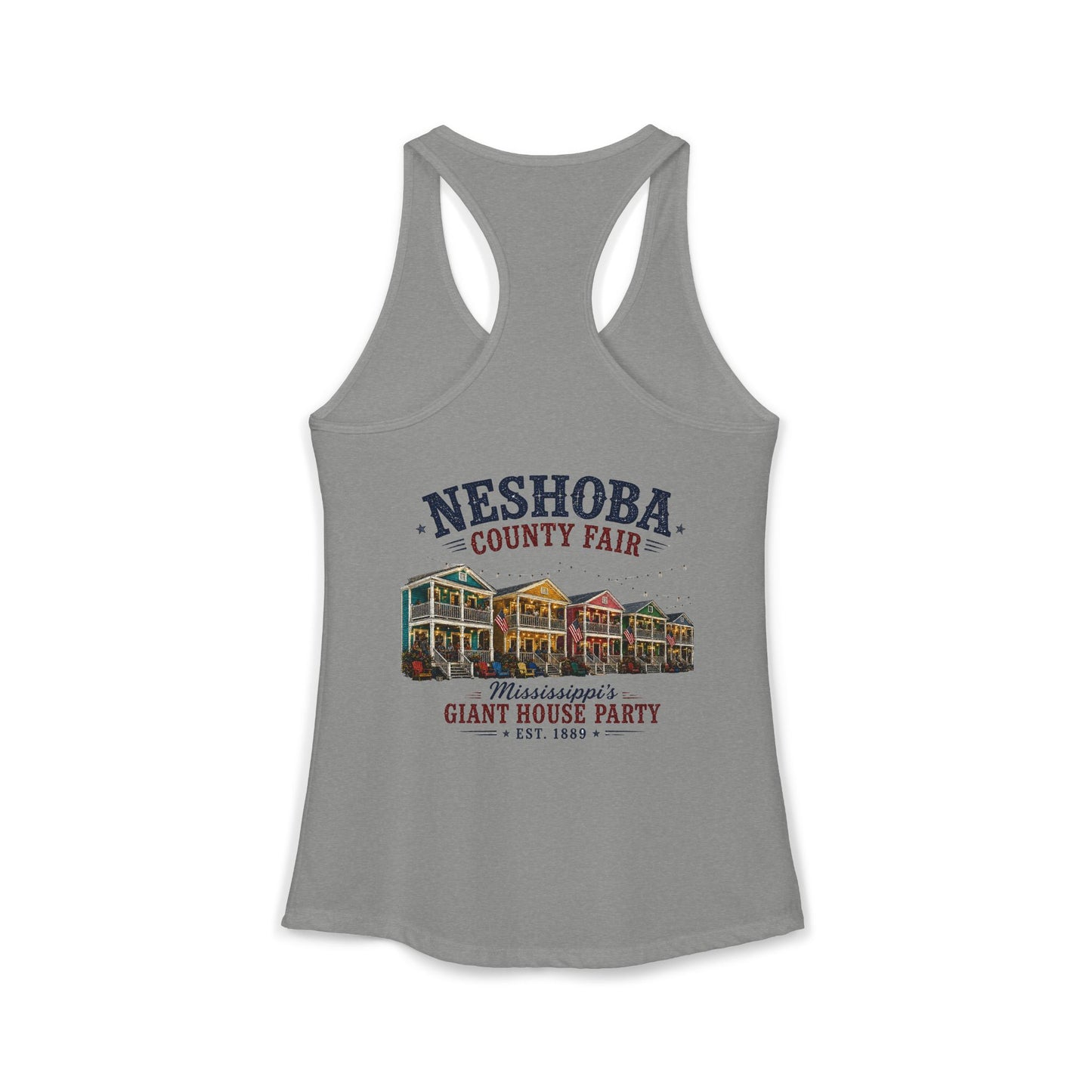 Neshoba County Fair Cabin House party Women's Ideal Racerback Tank