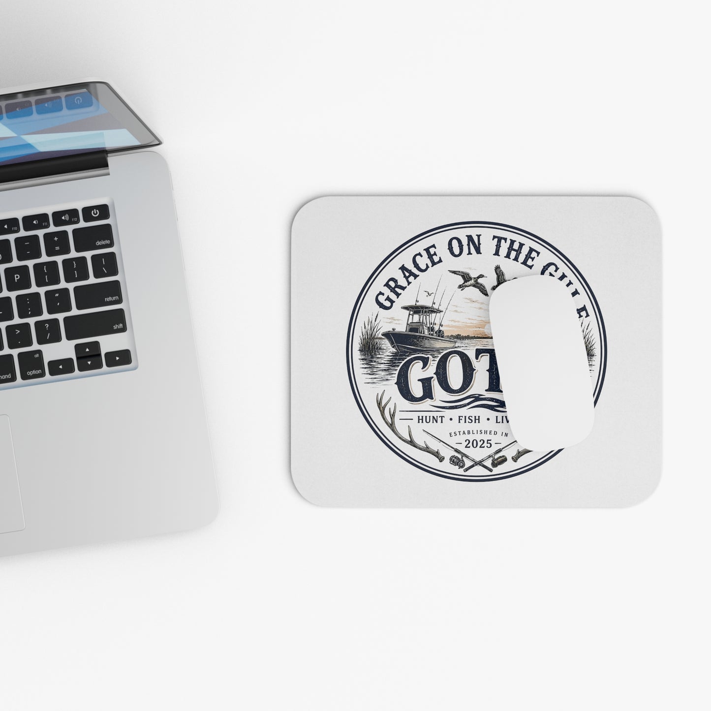 Mouse Pad — "Grace on the Gulf" Fishing & Hunting Coastal Desk Mat