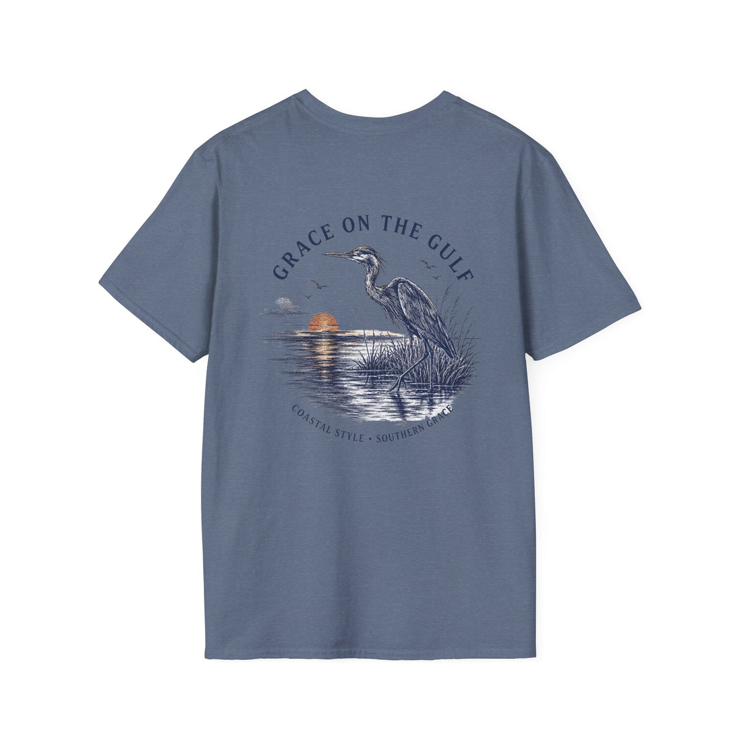 Sunset Crane Logo T‑Shirt — Casual Chest Print Graphic Tee