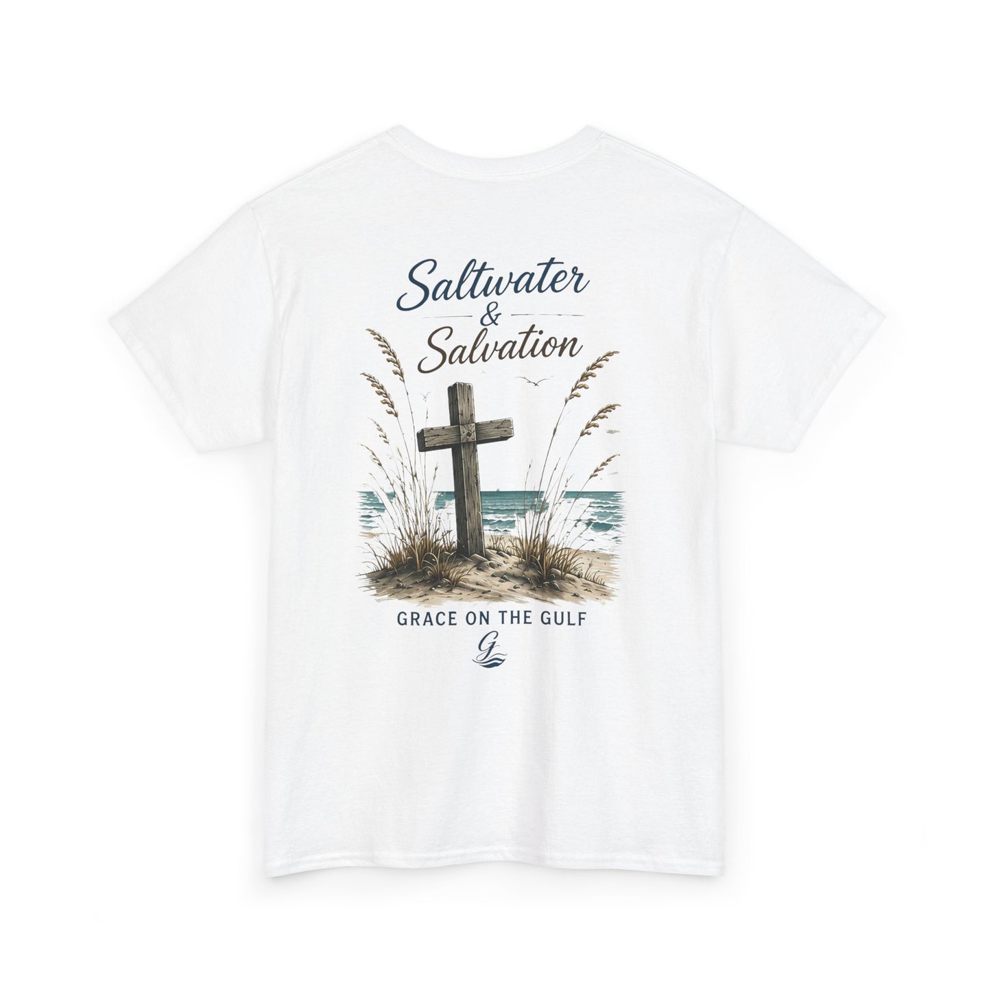 GOTG Saltwater & Salvation Tee — Grace on the Gulf Beach Christian T‑Shirt