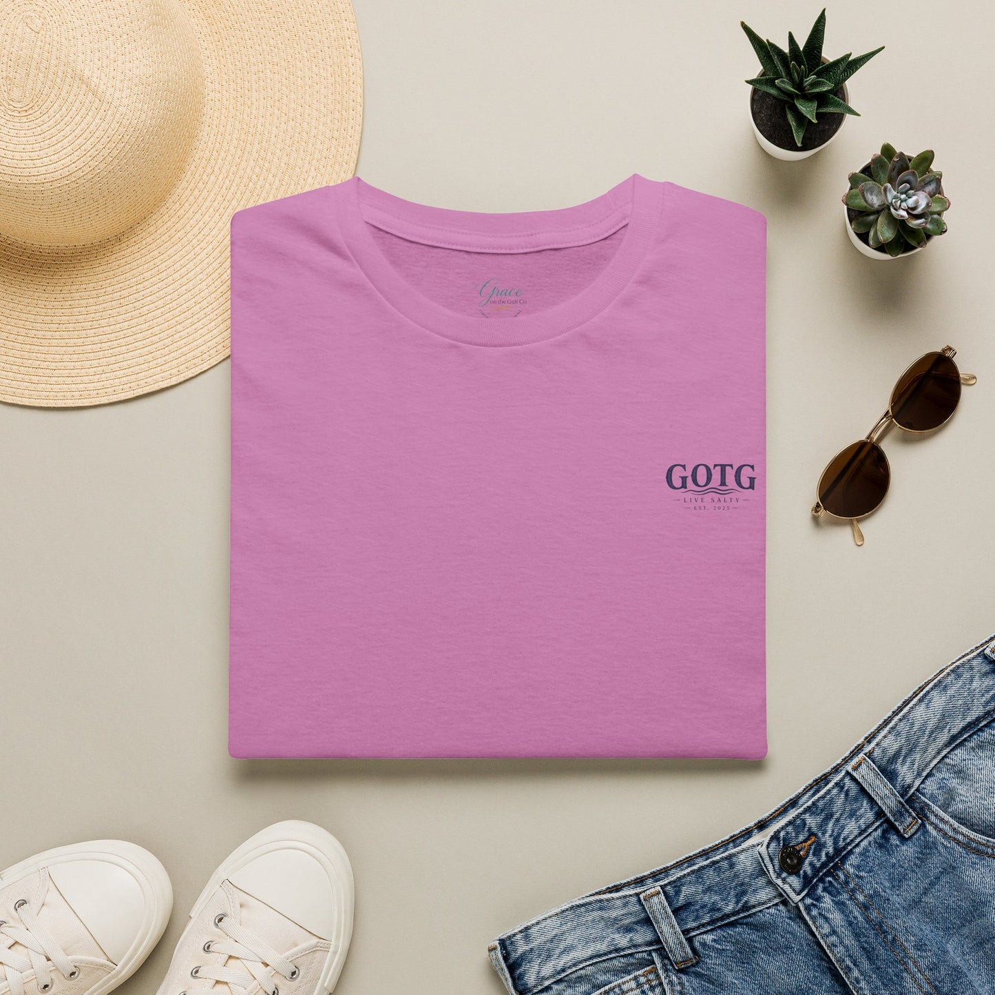 Sunset Crane Logo T‑Shirt — Casual Chest Print Graphic Tee
