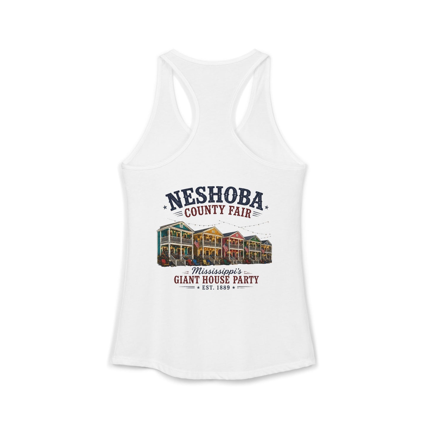 Neshoba County Fair Cabin House party Women's Ideal Racerback Tank