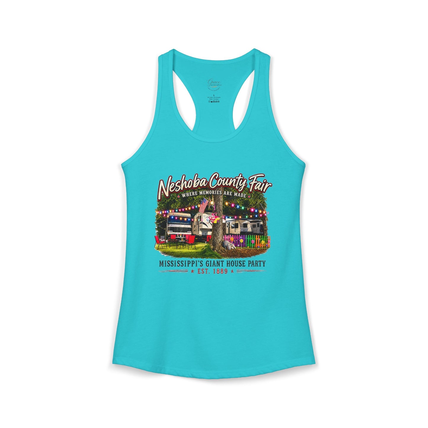 Neshoba County Fair Campers Tee Women's Ideal Racerback Tank