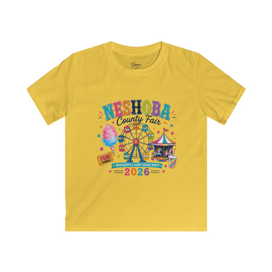 Kids T-Shirt — Neshoba County Fair 2026 Carnival Ferris Wheel Design
