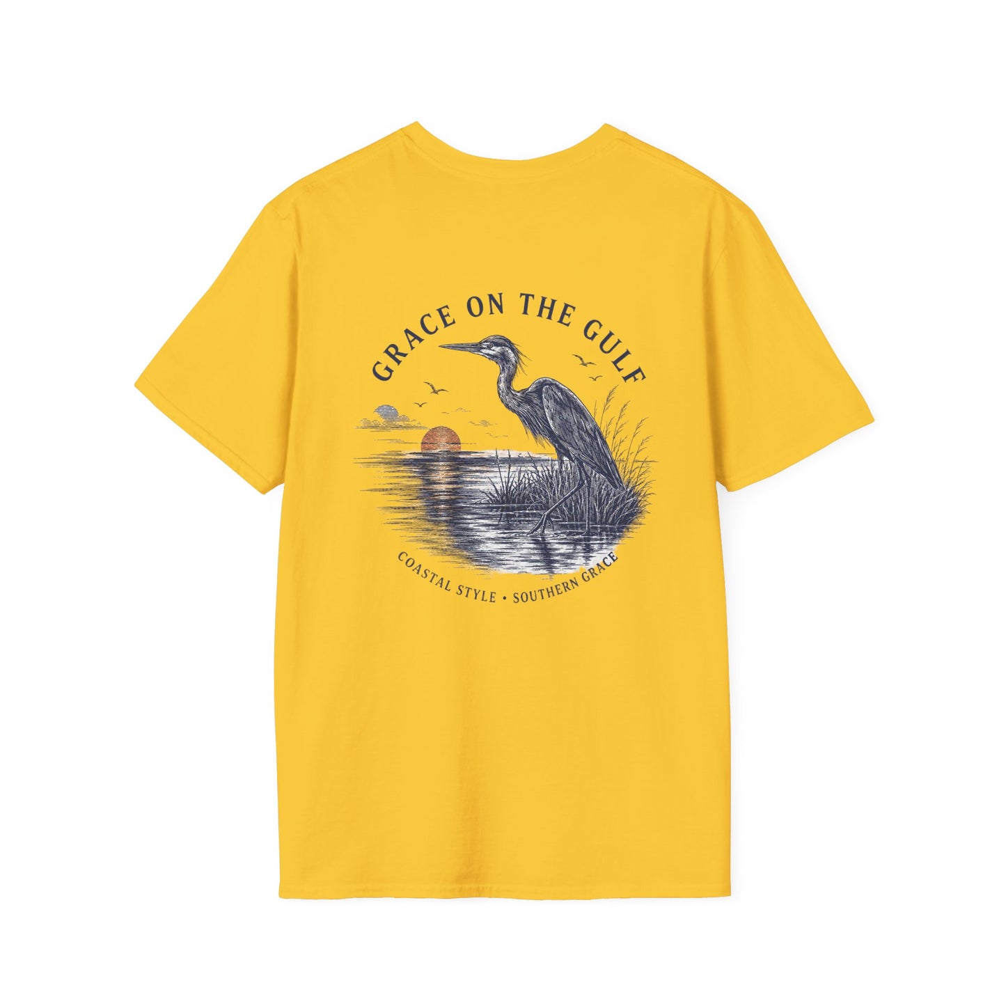 Sunset Crane Logo T‑Shirt — Casual Chest Print Graphic Tee
