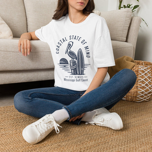 Coastal State of Mind T-Shirt — Pelican & Surfboard Beach Tee