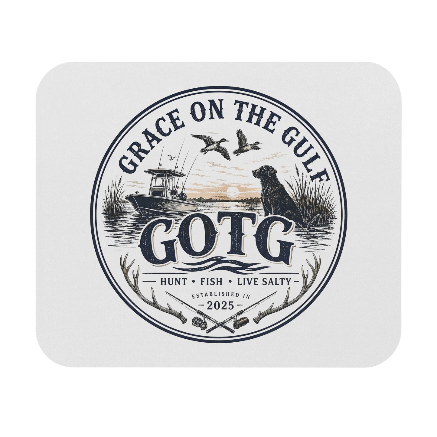 Mouse Pad — "Grace on the Gulf" Fishing & Hunting Coastal Desk Mat