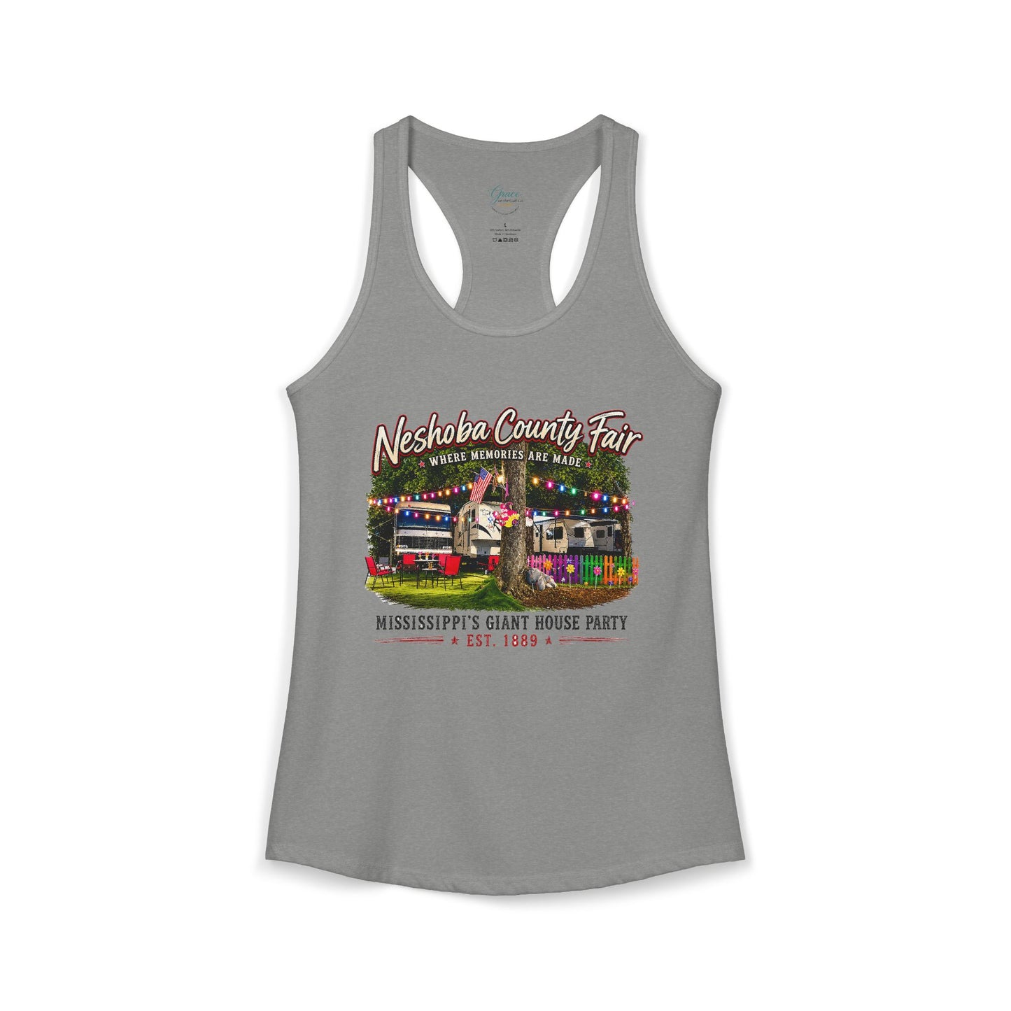 Neshoba County Fair Campers Tee Women's Ideal Racerback Tank
