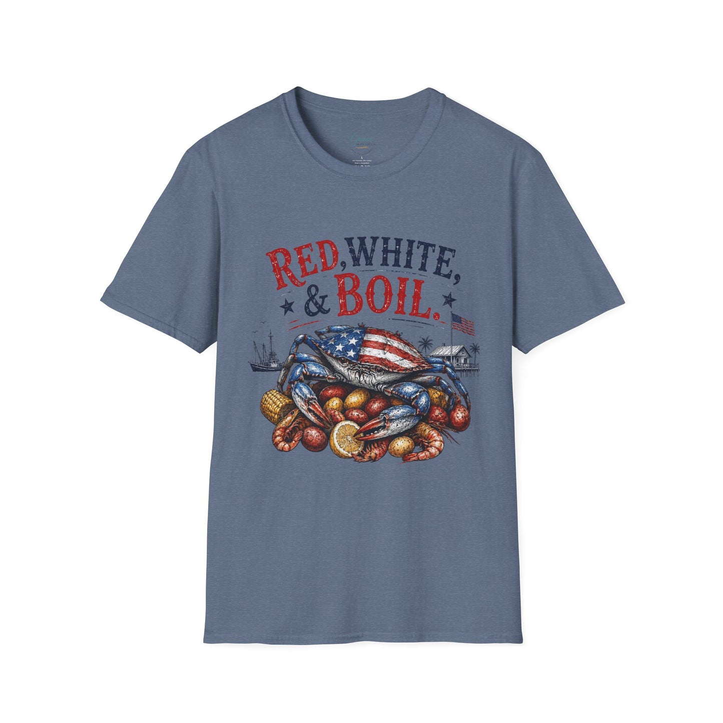 Red, White & Boil Crab Boil T-Shirt — 4th of July Seafood BBQ Tee