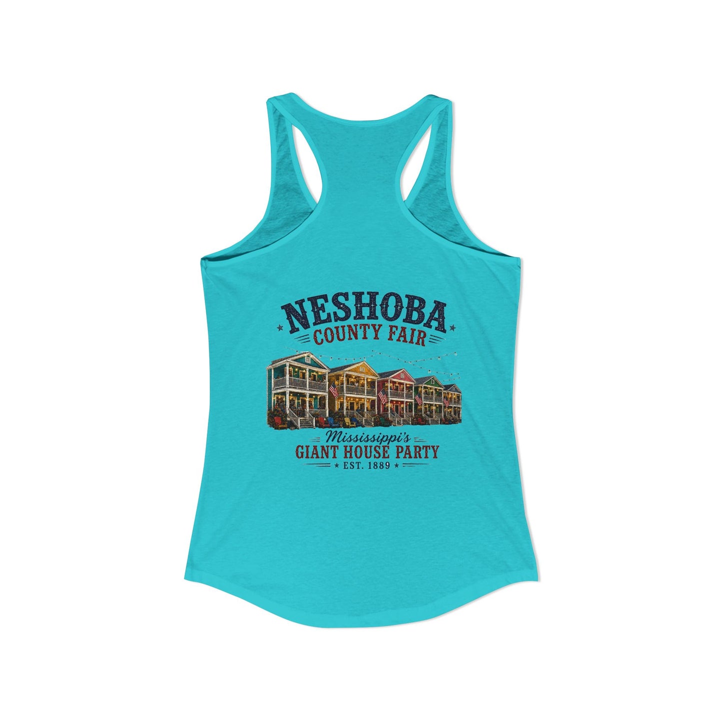 Neshoba County Fair Cabin House party Women's Ideal Racerback Tank