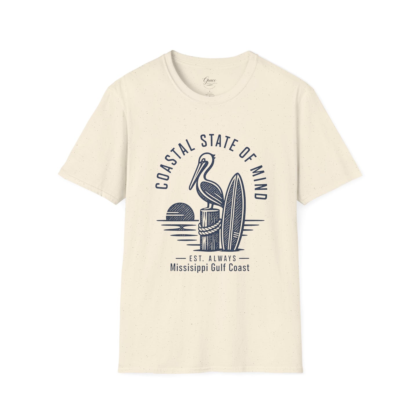Coastal State of Mind T-Shirt — Pelican & Surfboard Beach Tee