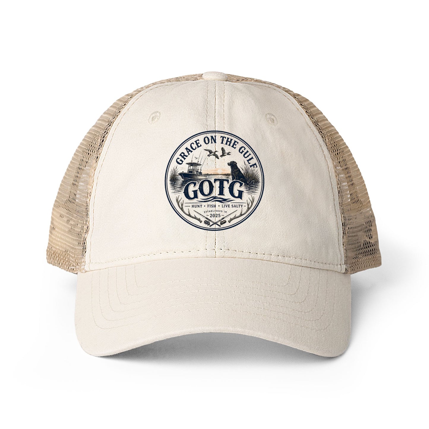 Grace on the Gulf Women's Washed Mesh-Back Cap