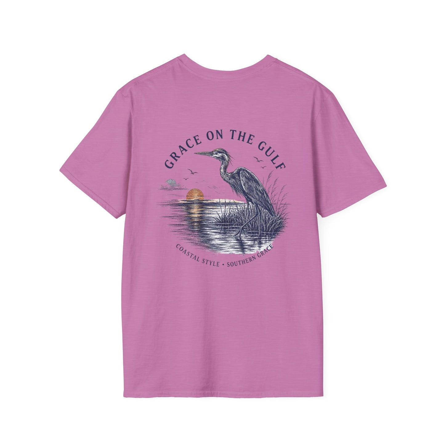Sunset Crane Logo T‑Shirt — Casual Chest Print Graphic Tee