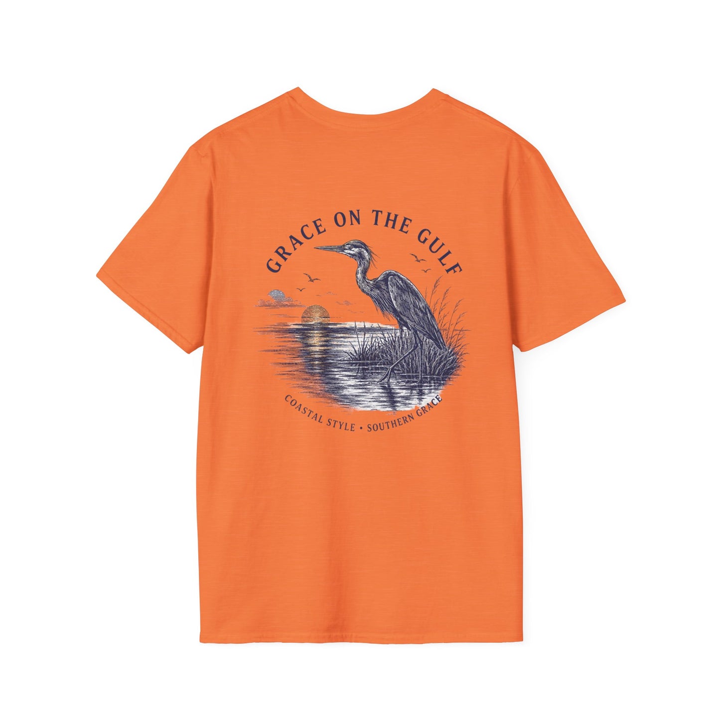 Sunset Crane Logo T‑Shirt — Casual Chest Print Graphic Tee
