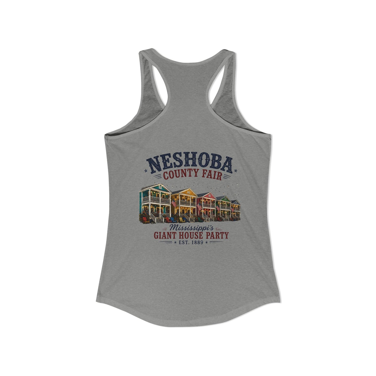 Neshoba County Fair Cabin House party Women's Ideal Racerback Tank