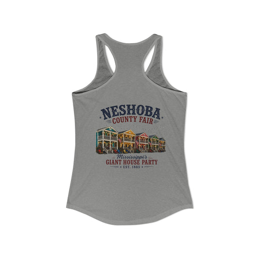Neshoba County Fair Cabin House party Women's Ideal Racerback Tank