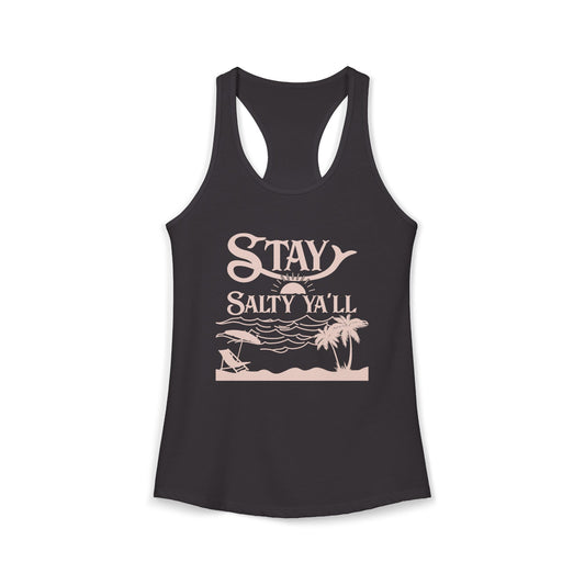 Stay Salty Ya’ll - Pink Graphics - 4 Colors Women's Ideal Racerback Tank