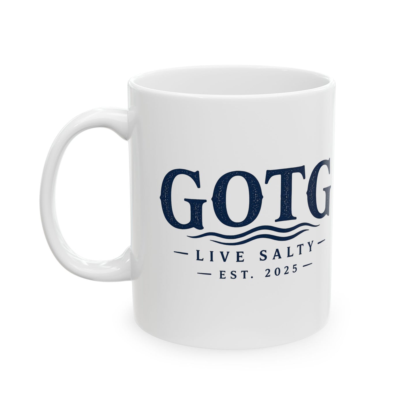 GOTG Launch Brand Ceramic Mug (11oz, 15oz) — Elegant Navy Branding Coffee Cup