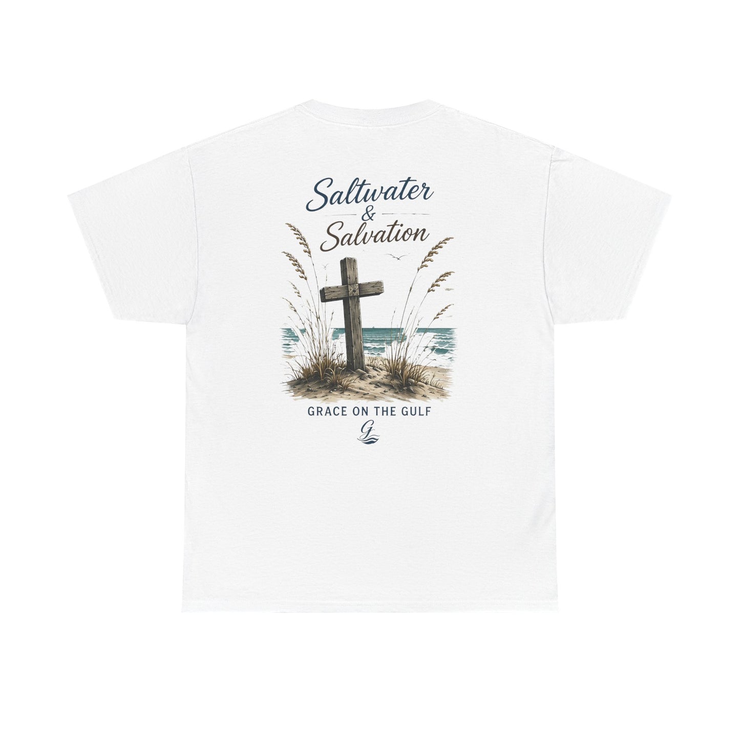GOTG Saltwater & Salvation Tee — Grace on the Gulf Beach Christian T‑Shirt