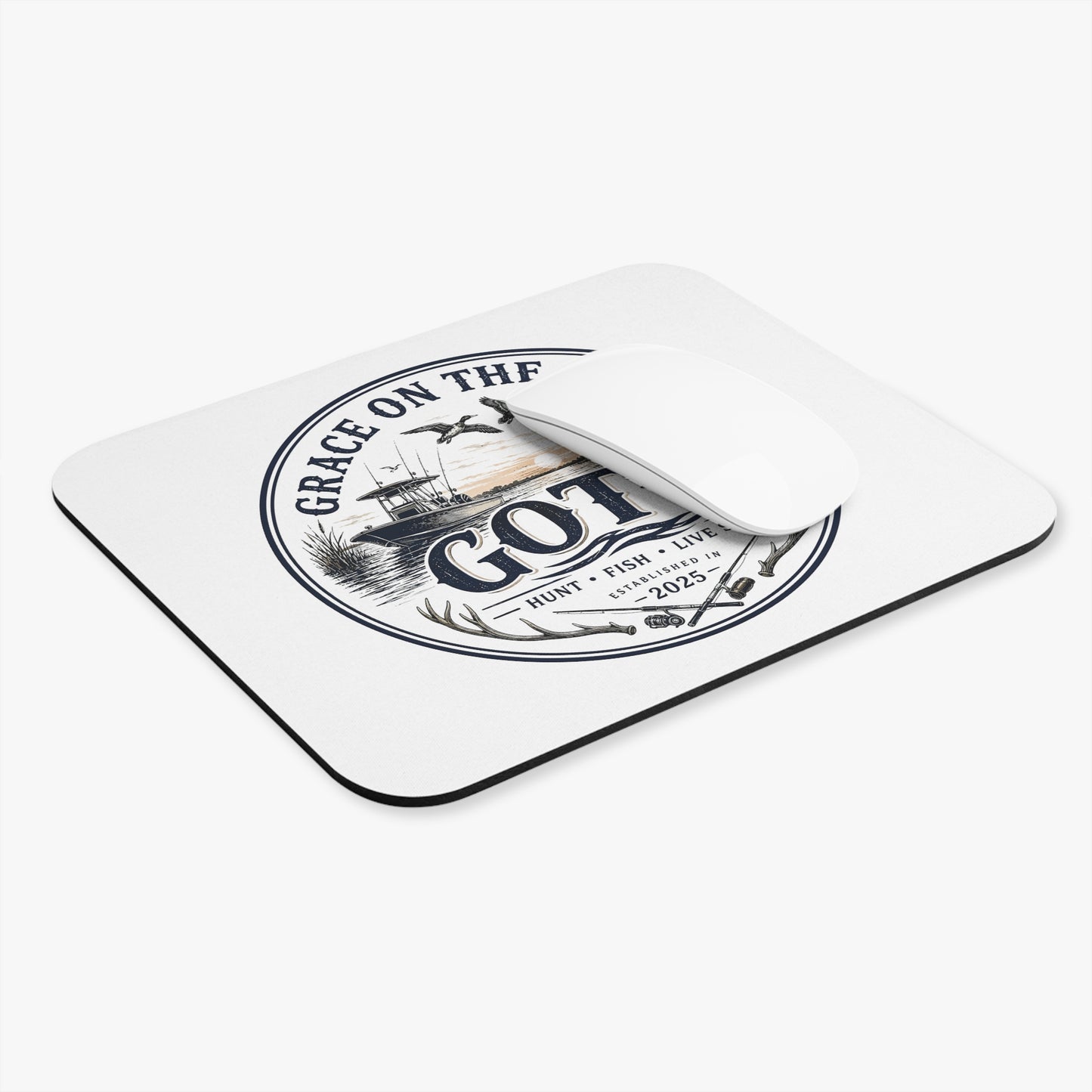 Mouse Pad — "Grace on the Gulf" Fishing & Hunting Coastal Desk Mat