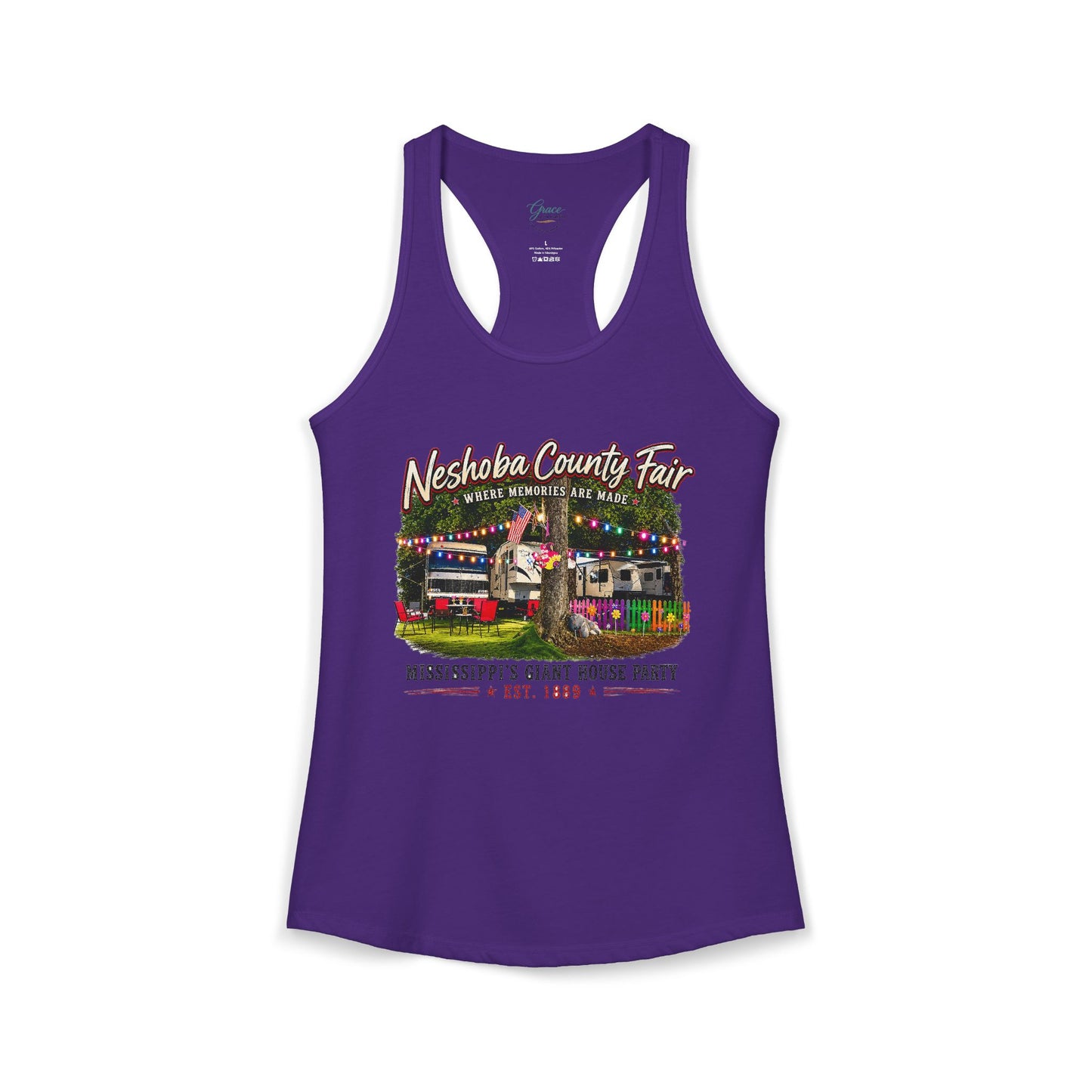 Neshoba County Fair Campers Tee Women's Ideal Racerback Tank
