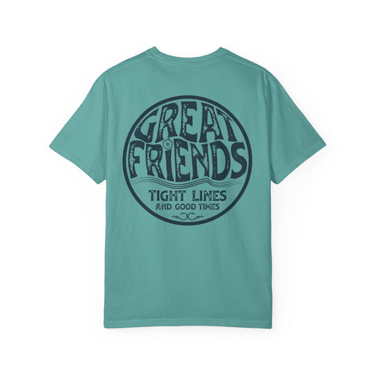 Great Friends Vintage Circle Graphic T-Shirt — "Great Friends: Tight Lines and Good Times"