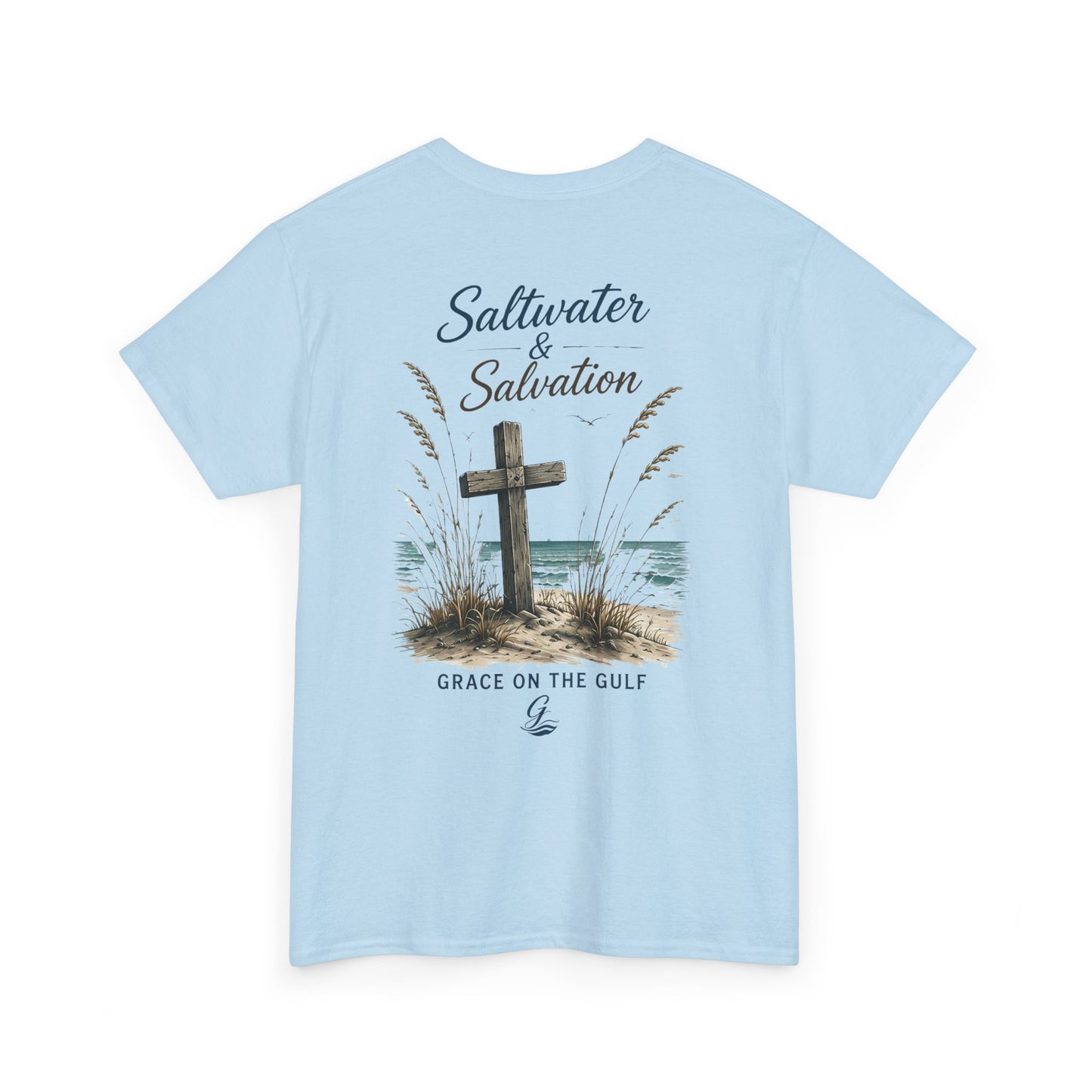 GOTG Saltwater & Salvation Tee — Grace on the Gulf Beach Christian T‑Shirt