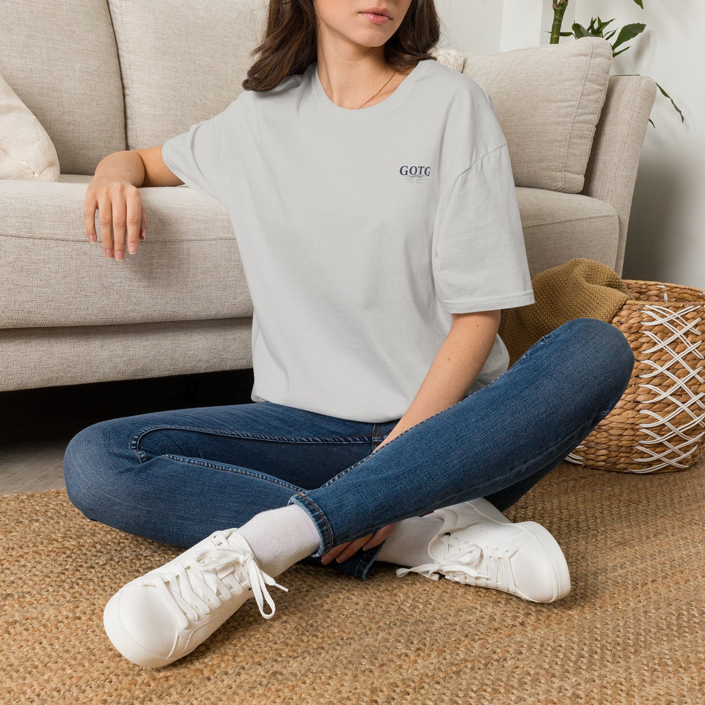 Sunset Crane Logo T‑Shirt — Casual Chest Print Graphic Tee