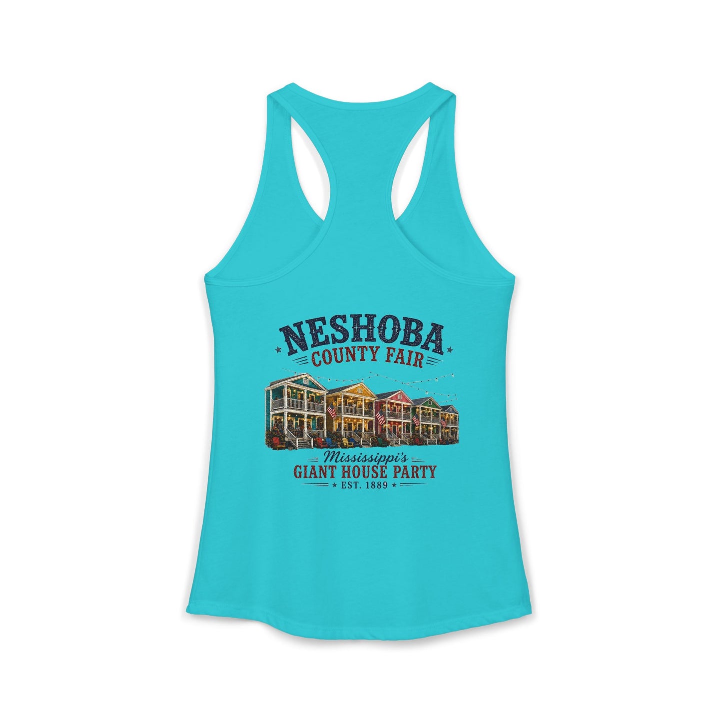 Neshoba County Fair Cabin House party Women's Ideal Racerback Tank
