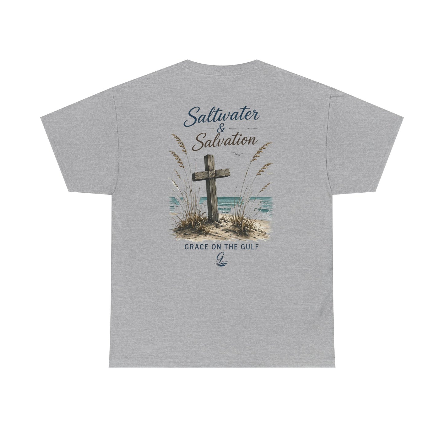 GOTG Saltwater & Salvation Tee — Grace on the Gulf Beach Christian T‑Shirt