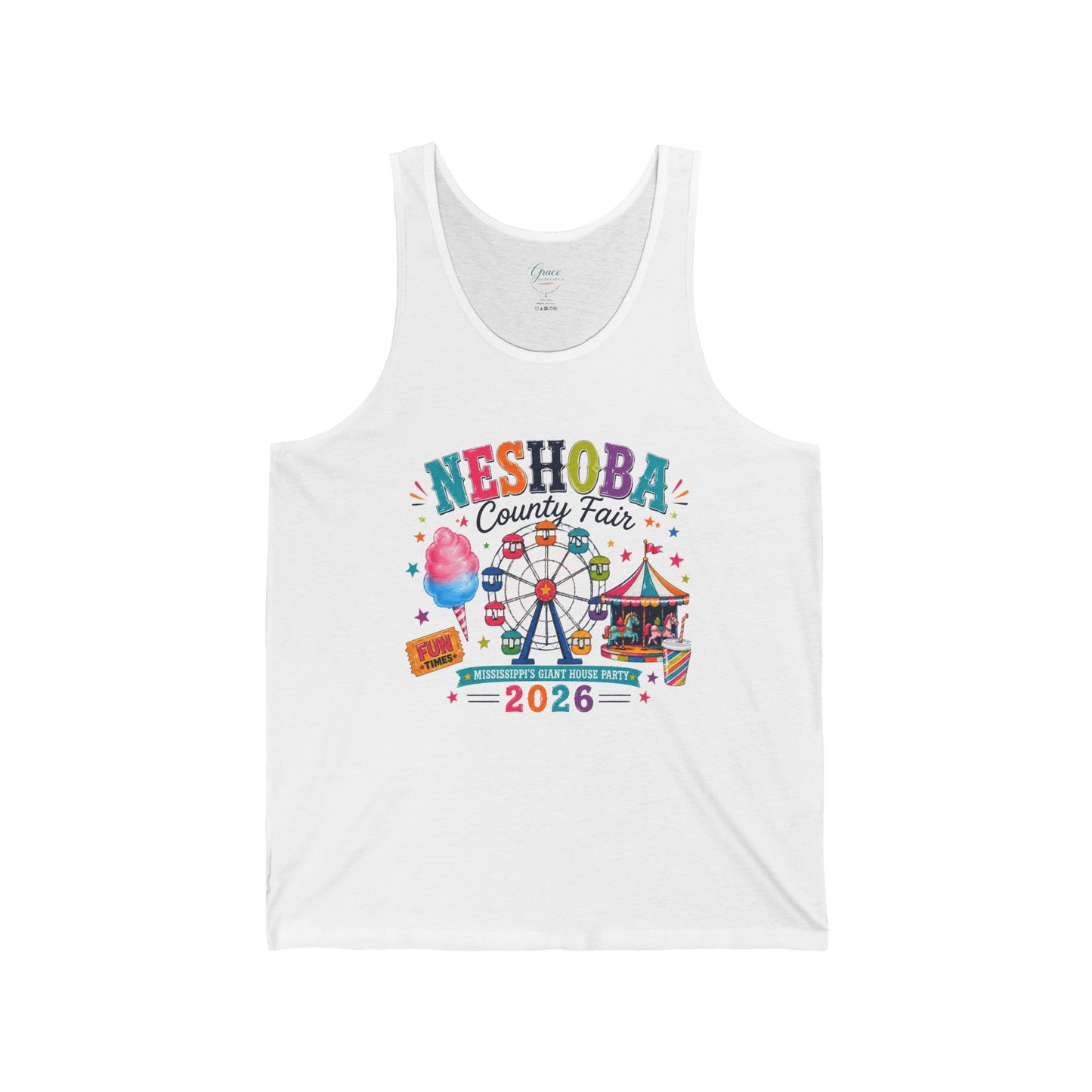 Neshoba County Fair 2026 Tank Top — Carnival Ferris Wheel & Cotton Candy Festival Tee