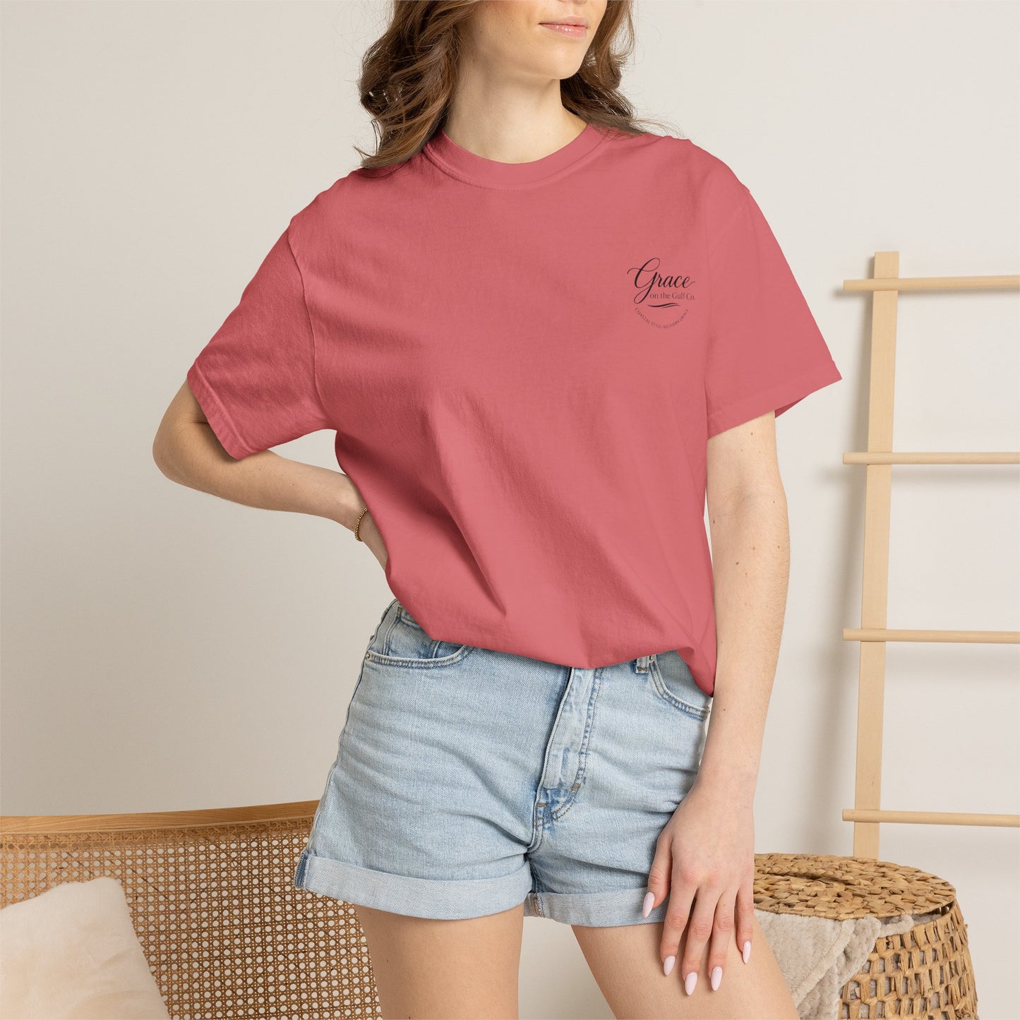 Chasing His Purpose- Grace on the Gulf-Classic White Garment-Dyed T-Shirt