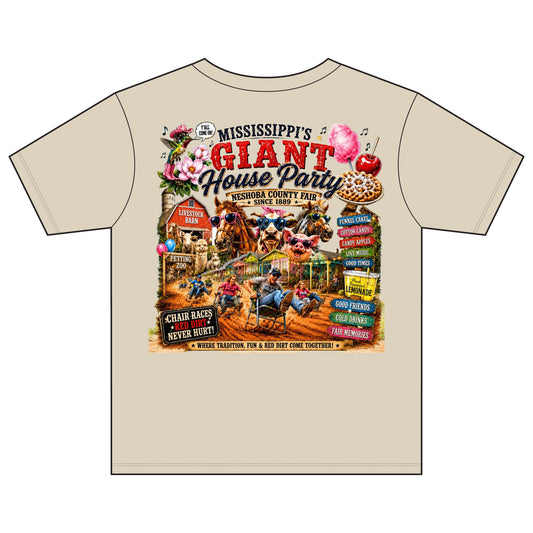 Mississippi County Fair Youth Tee — 'Giant House Party' Backprint Kids Shirt