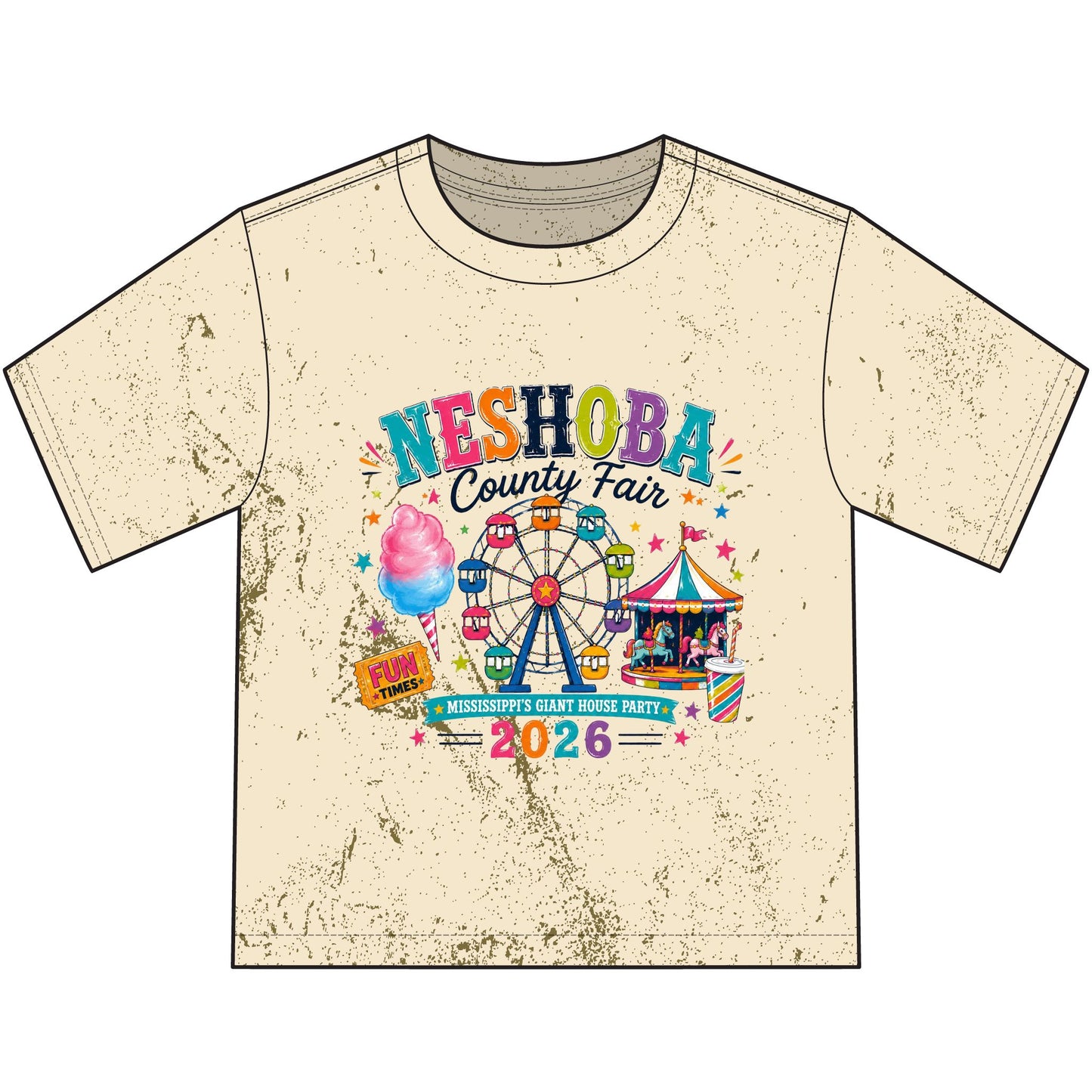 Neshoba County Fair 2026 Kids T-Shirt – Vintage Carnival Ferris Wheel Design