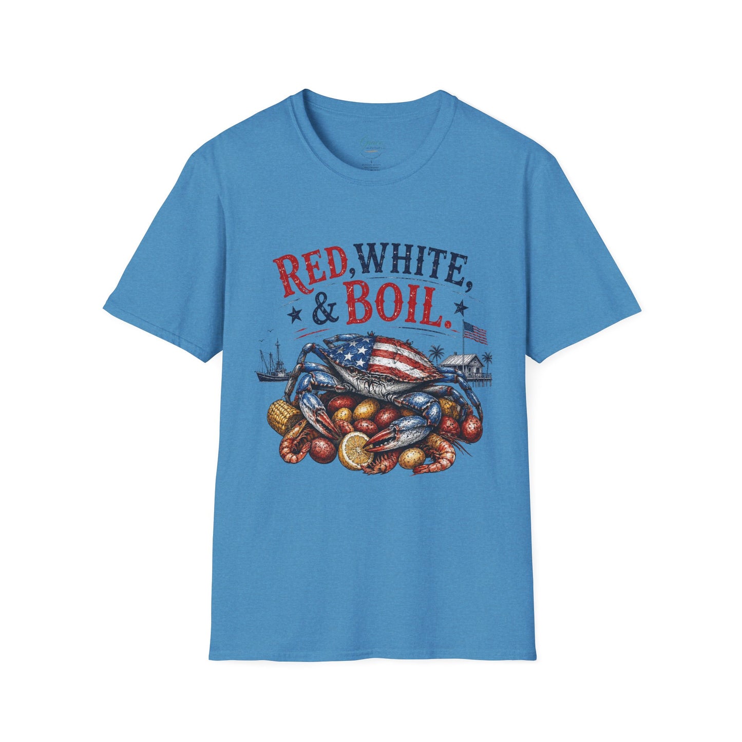 Red, White & Boil Crab Boil T-Shirt — 4th of July Seafood BBQ Tee