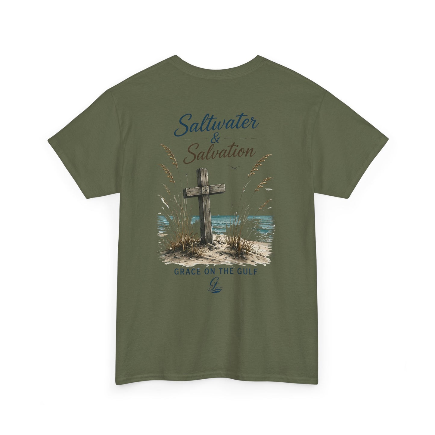 GOTG Saltwater & Salvation Tee — Grace on the Gulf Beach Christian T‑Shirt