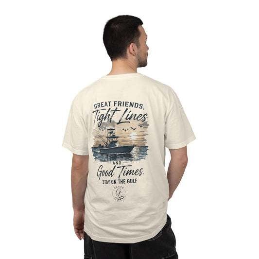 GOTG- Fishing Boat T-Shirt — "Great Friends, Tight Lines and Good Times" Coastal Shirt